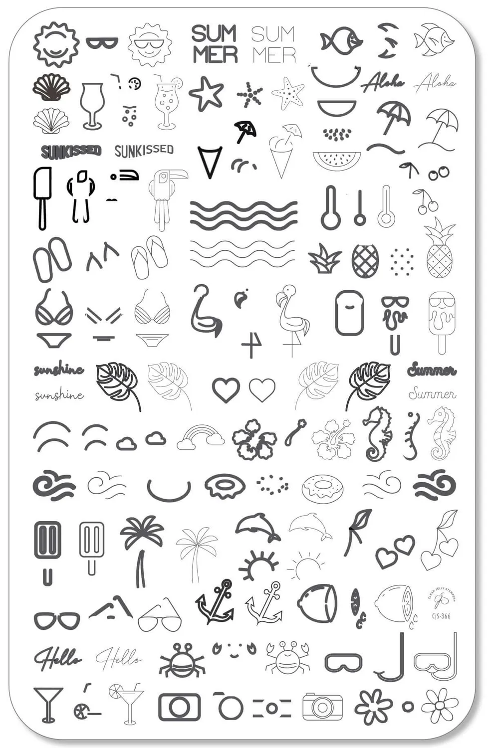 Clear Jelly Stamper CJS-366 Neon Summer stamping plade sommer
