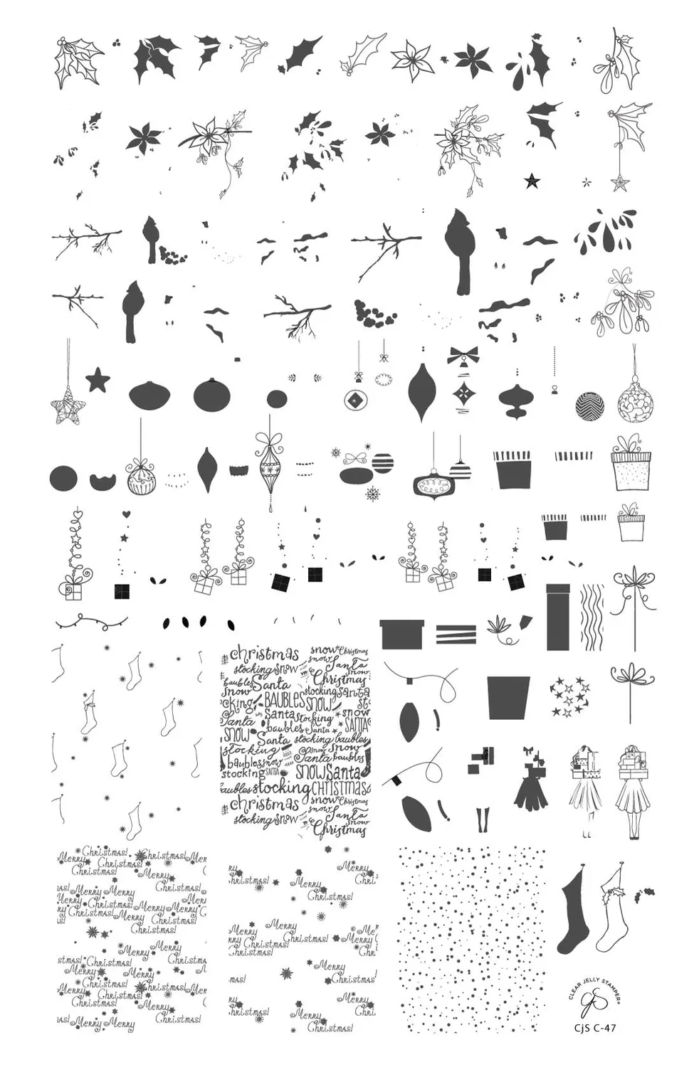 Clear Jelly Stamper Mistletoe Wishes CjSC-47 stempelplade jul 14,5cm