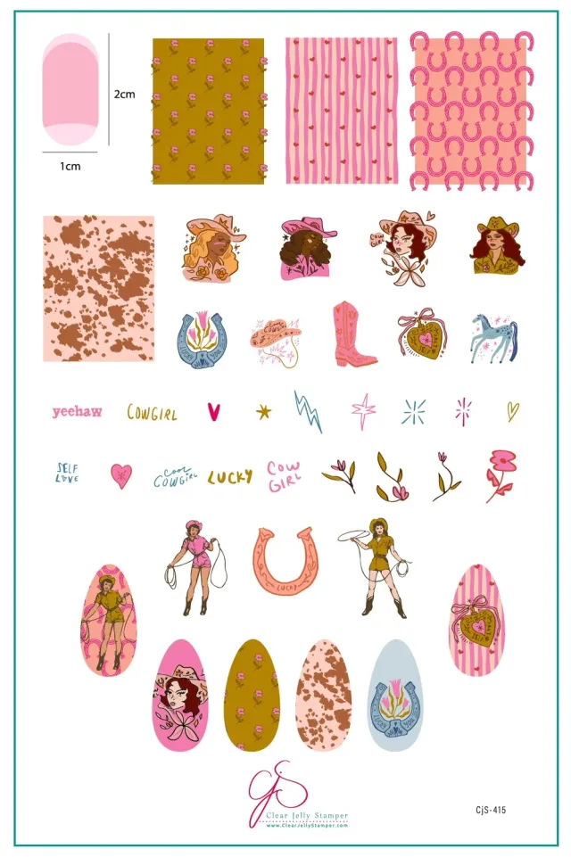 Clear Jelly Stamper CjS-415 Cool Cowgirl stampingplade 14x9