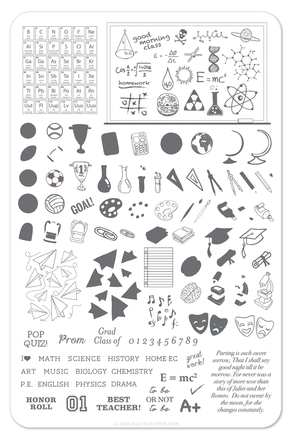 Clear Jelly Stamper Scholastic CjS-43 stempelplade skole
