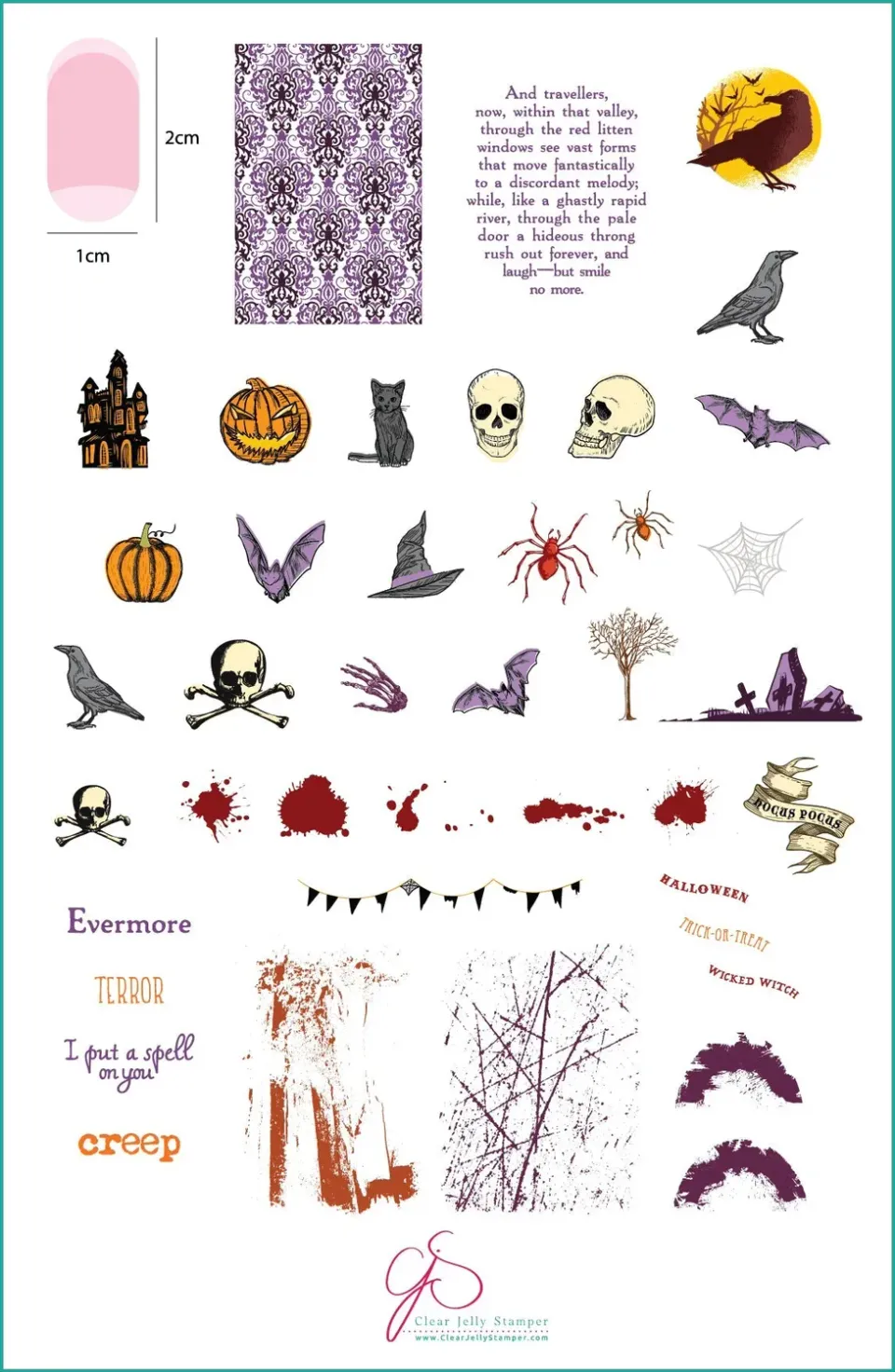 Clear Jelly Stamper H-22 Shivers stamping plade halloween