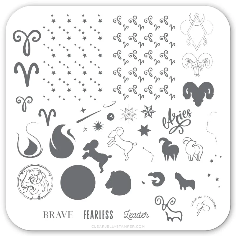 Clear Jelly Stamper CjSZ-02 Aries stamping plade 6x6 cm stjernetegn