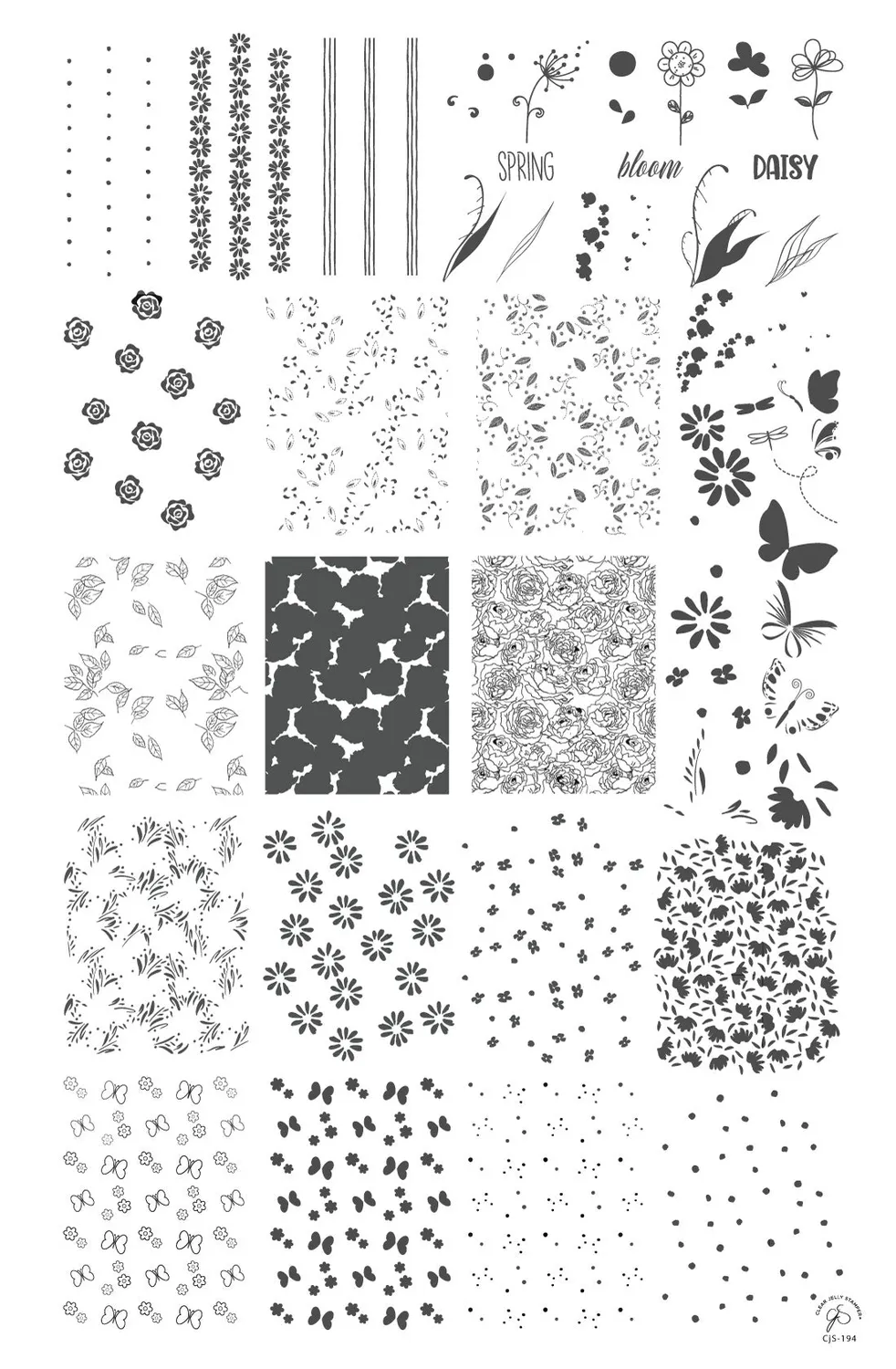 Clear Jelly Stamper CjS-194 Spring Daisy stamping plade blomster 14,5cm