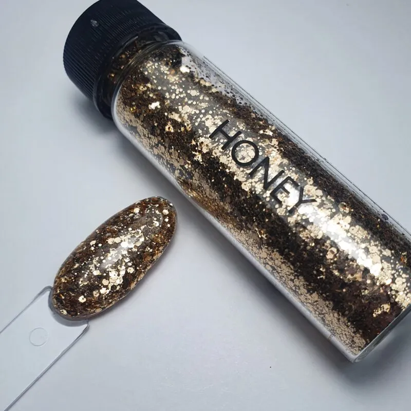 Indigo Nails Honey glitter til negle – varm glød