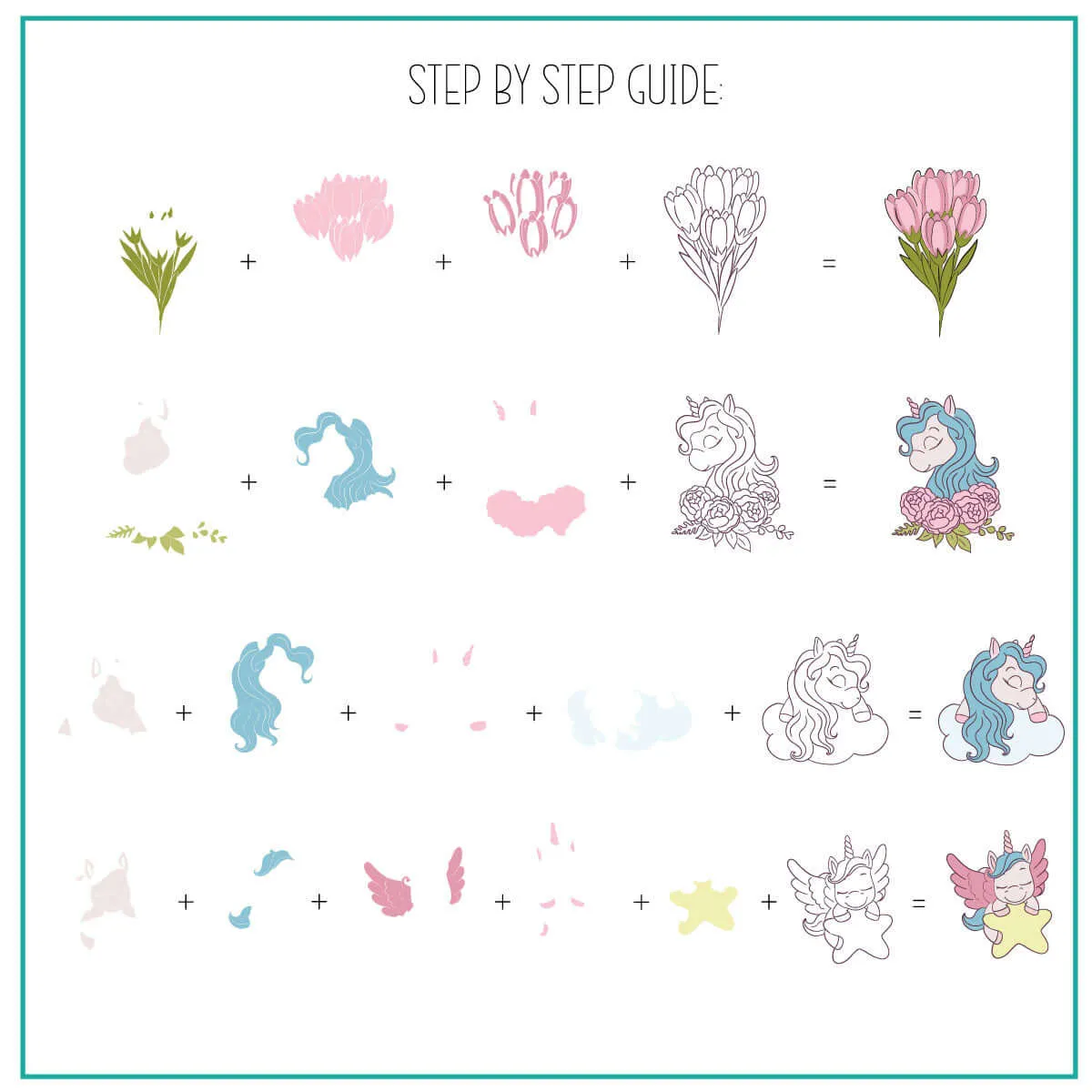 Clear Jelly Stamper CjS-299 Unicorn stamping plade 8x8
