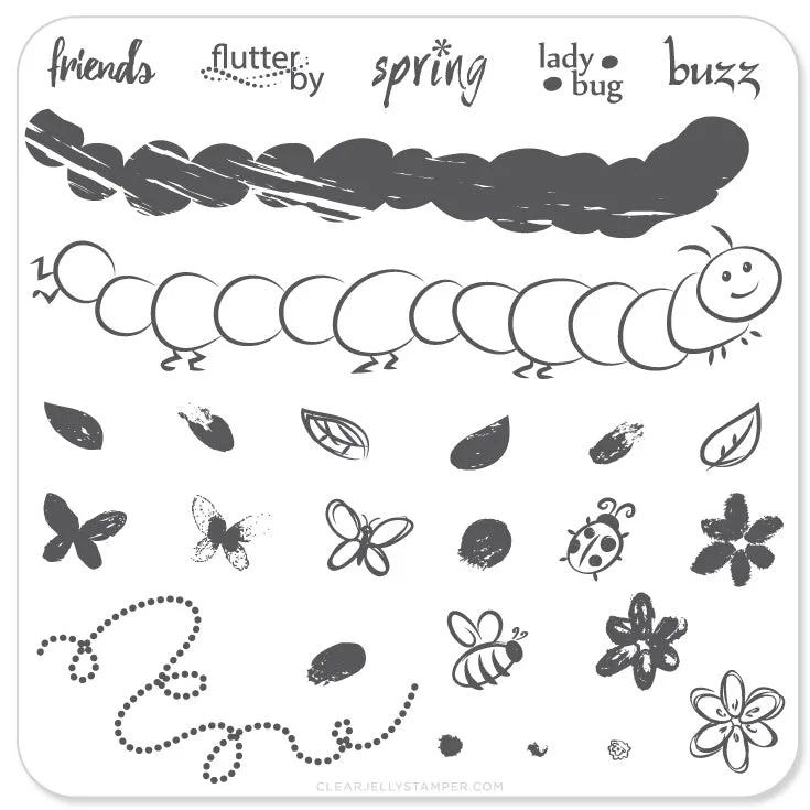 Clear Jelly Stamper CjS-10 Baby Bugs and Bees stampingplade 6x6