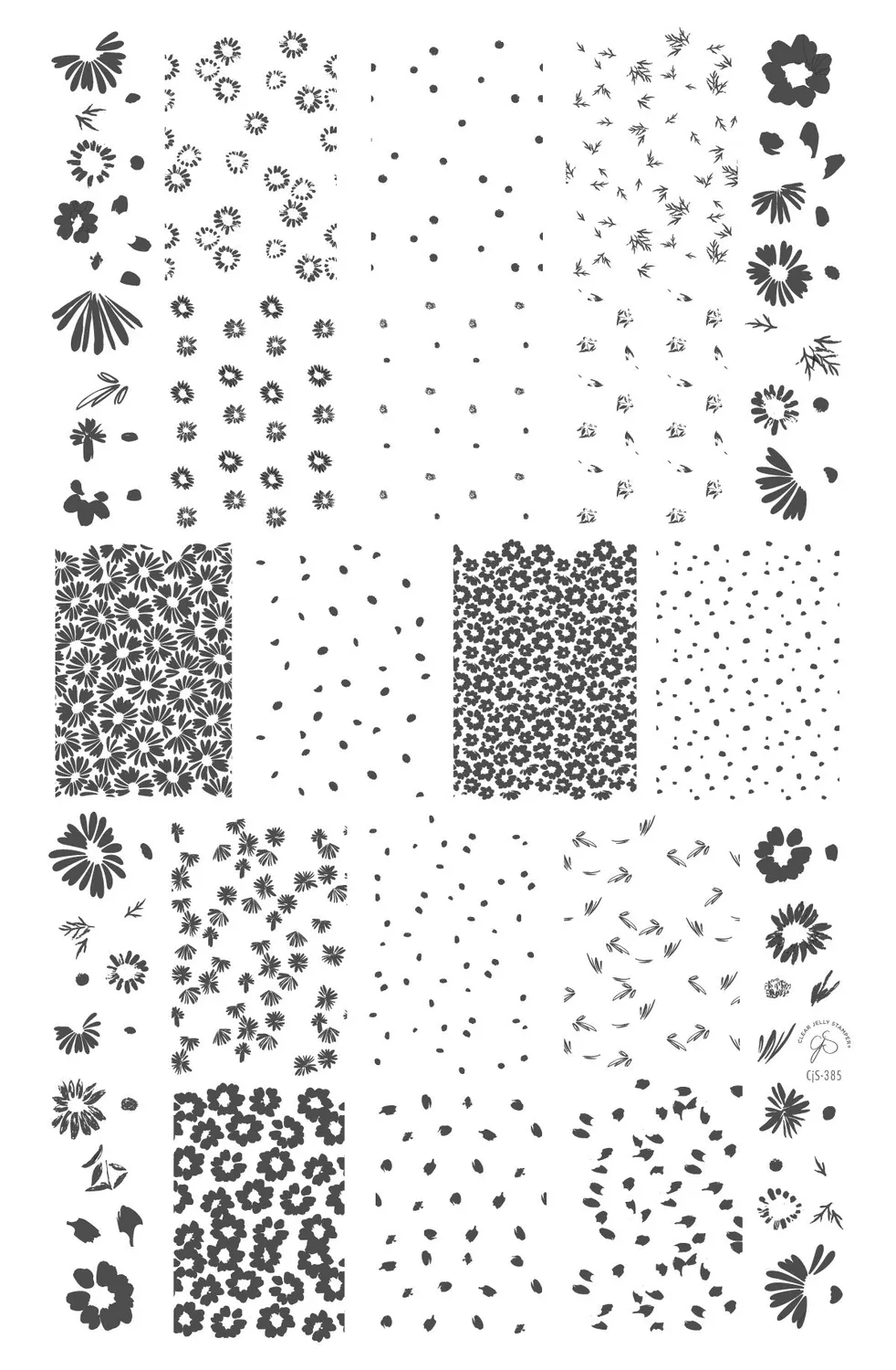 Clear Jelly Stamper CjS-385 Crazy for Daisies plade 14x9 marguerit