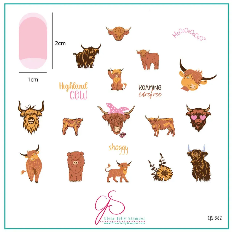 Clear Jelly Stamper CjS-362 Highland Cow stamping plade ko