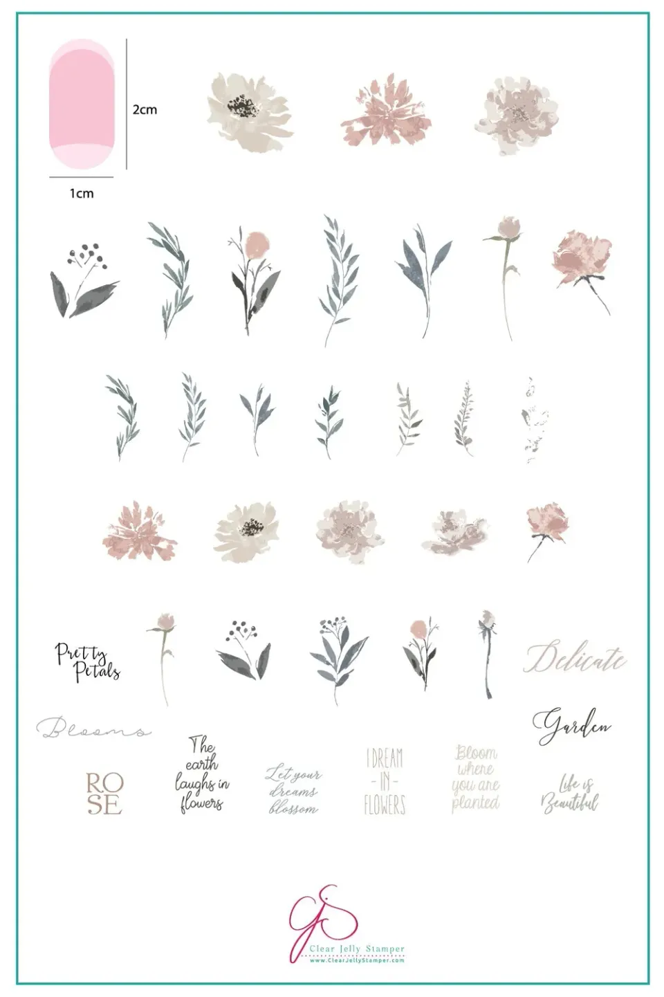 Clear Jelly Stamper CjS-81 Watercolor Garden stampingplade blomster