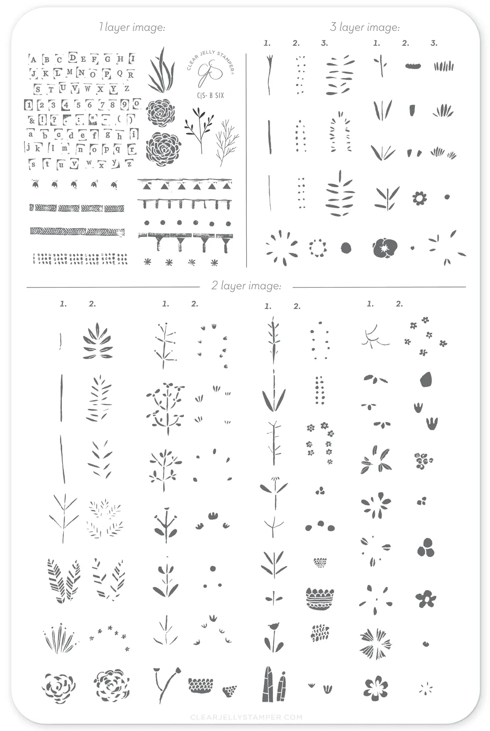 Clear Jelly Stamper Beginner Edition B-Six stempelplade 14x9