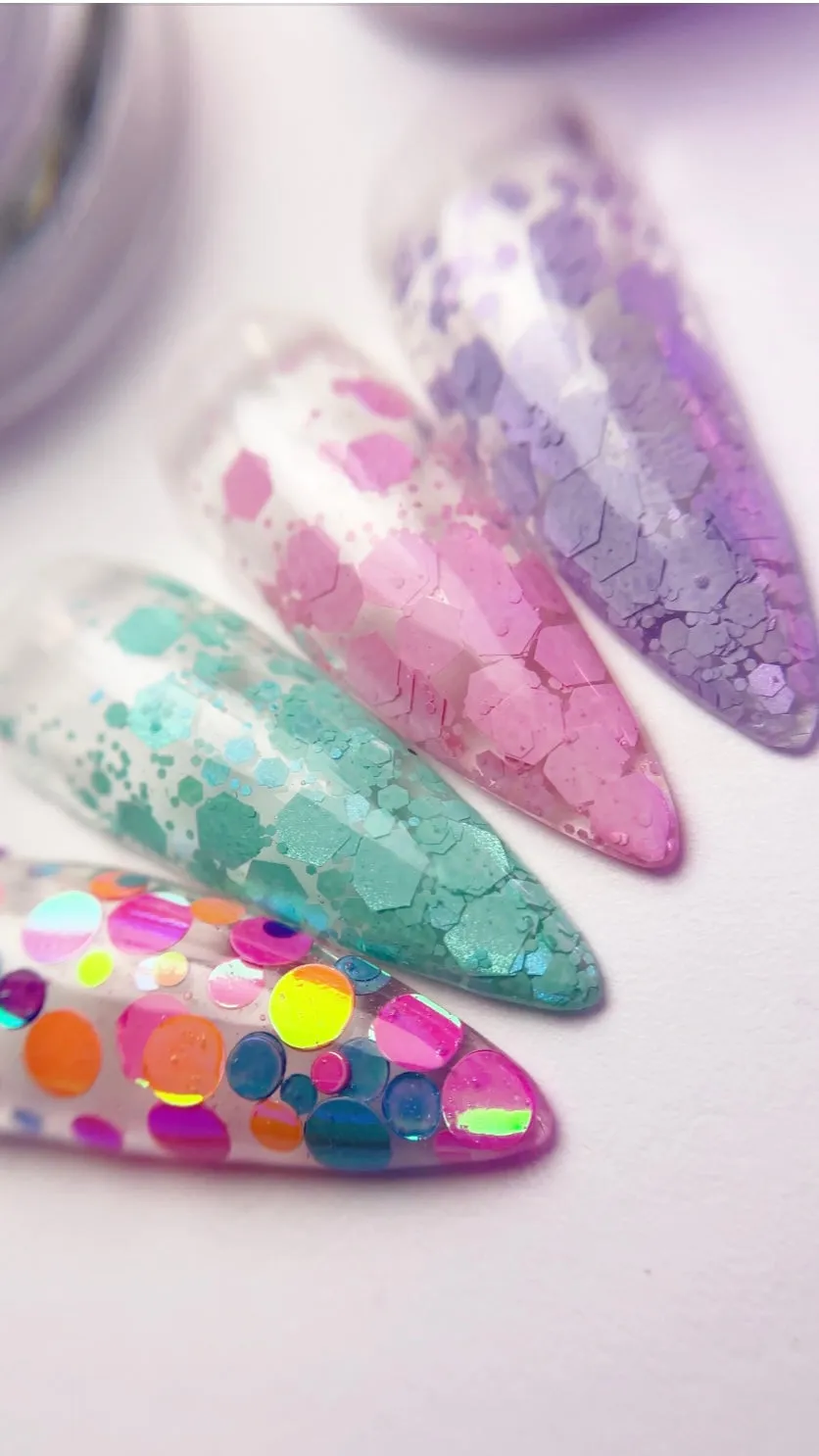 Clear Jelly Stamper KoKo & Claire Glitter01 negleglitter lilla mix