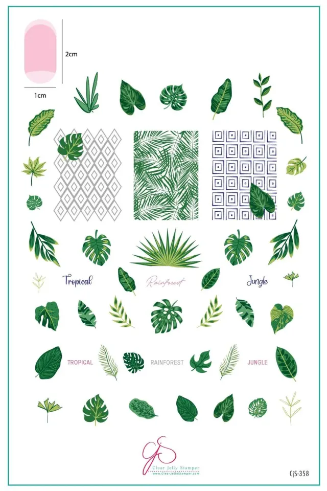Clear Jelly Stamper CjS-358 Tropical Leaves stamping plade