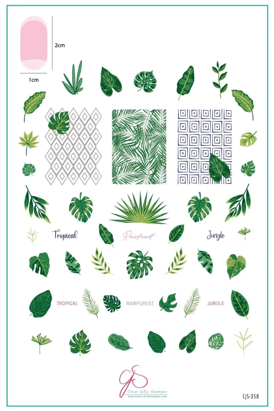 Clear Jelly Stamper CjS-358 Tropical Leaves stamping plade
