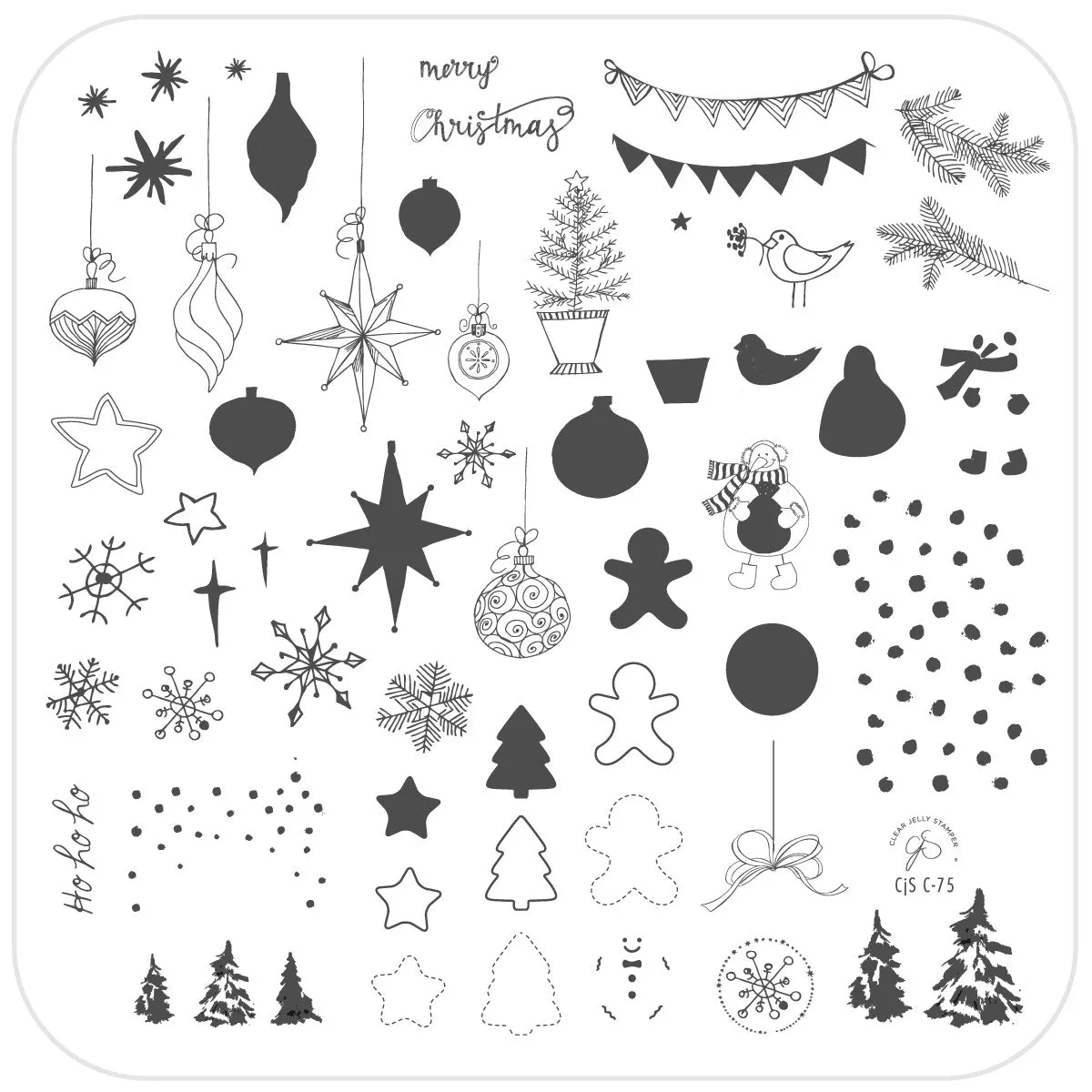 Clear Jelly Stamper CjSC-75 Patchwork Holiday stampingplade 8x8 cm