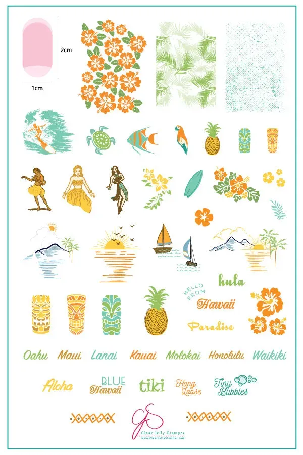 Clear Jelly Stamper CjS-128 Aloha stempelplade hawaii