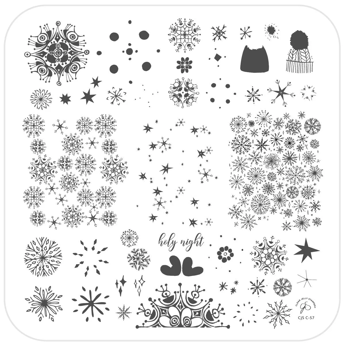 Clear Jelly Stamper Holy Night CjSC-57 stempelplade snefnug