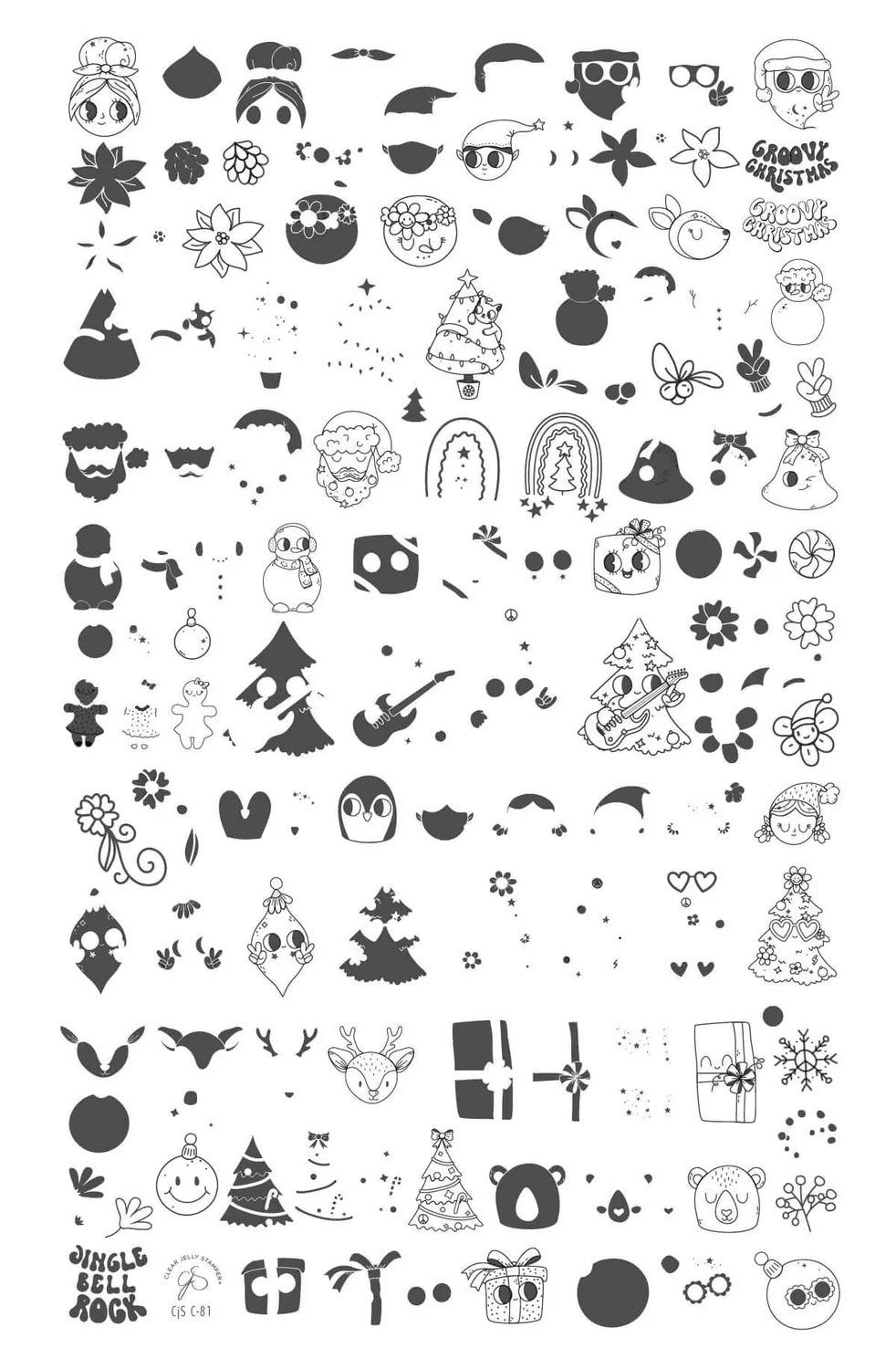 Clear Jelly Stamper CjSC-81 Groovy Christmas stempelplade jul