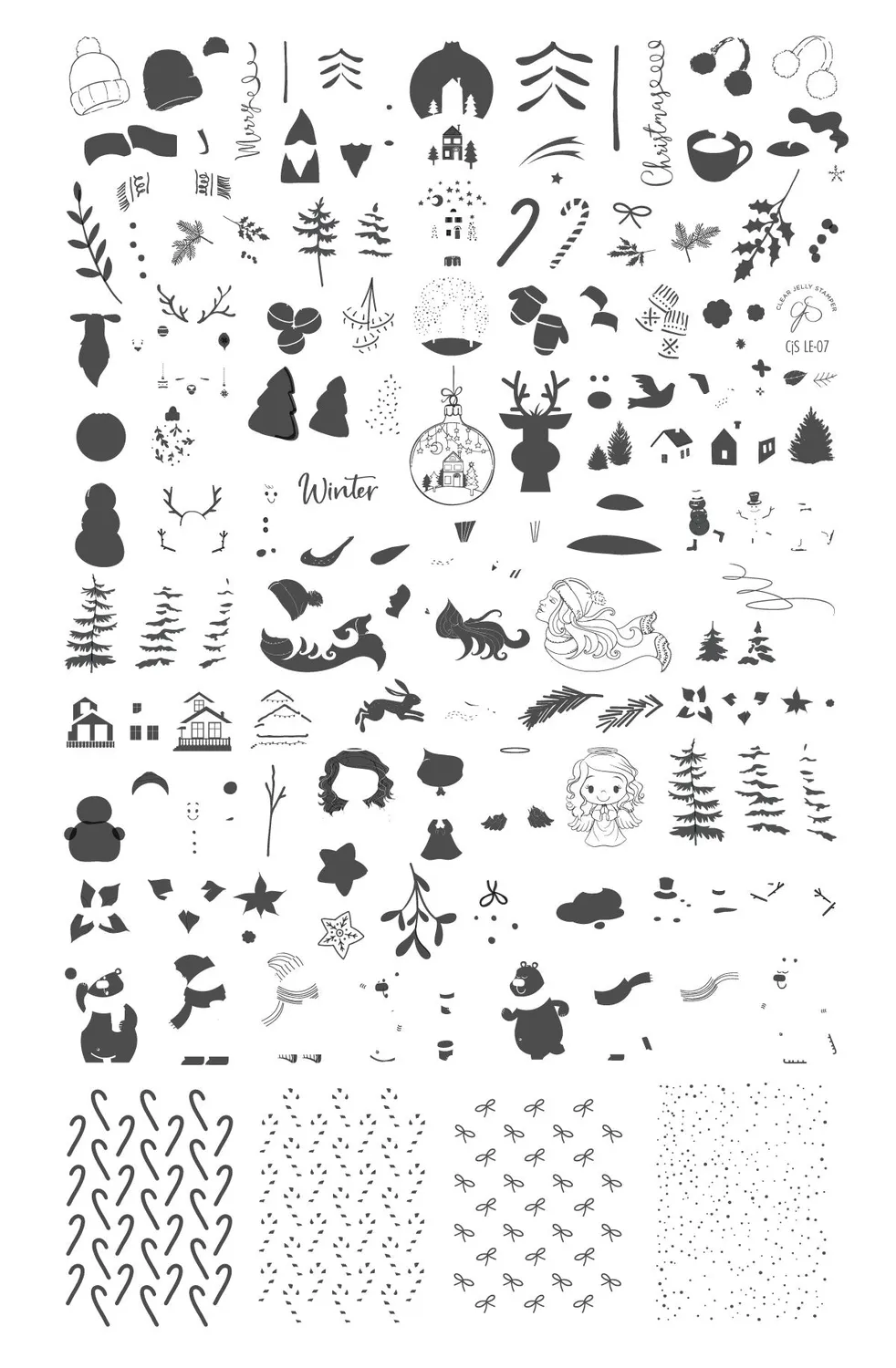 Clear Jelly Stamper LE-07 Frosty stamping plade vinter jul