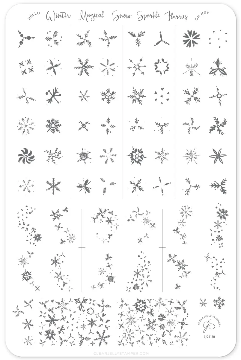 Clear Jelly Stamper CjSC-30 Painted Snowflakes stamping plade jul