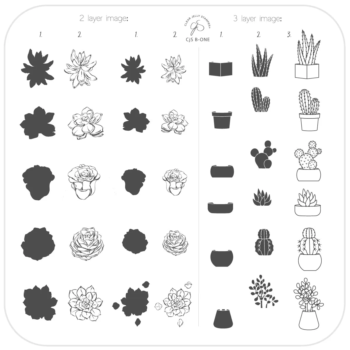 Clear Jelly Stamper Beginner CjS-B-ONE stempelplade kaktus