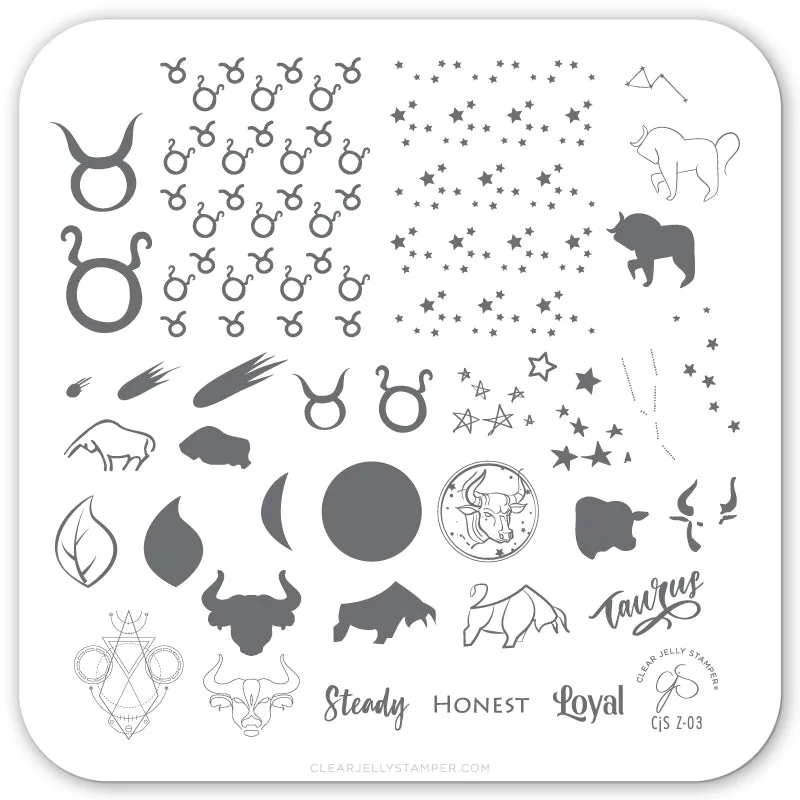 Clear Jelly Stamper CjSZ-03 Taurus stampingplade 6x6 cm stjernetegn