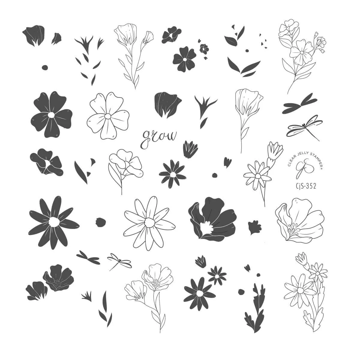 Clear Jelly Stamper CjS-352 Sweet Stems stempelplade blomster