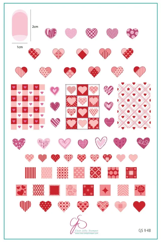 Clear Jelly Stamper CjSV-48 Patchwork Valentine stempelplade hjerter