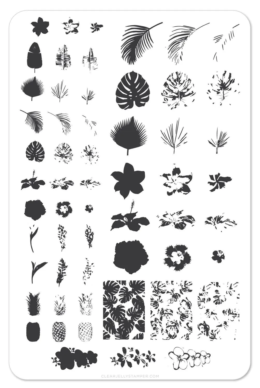 Clear Jelly Stamper CjS-38 Tropical stampingplade blade blomster