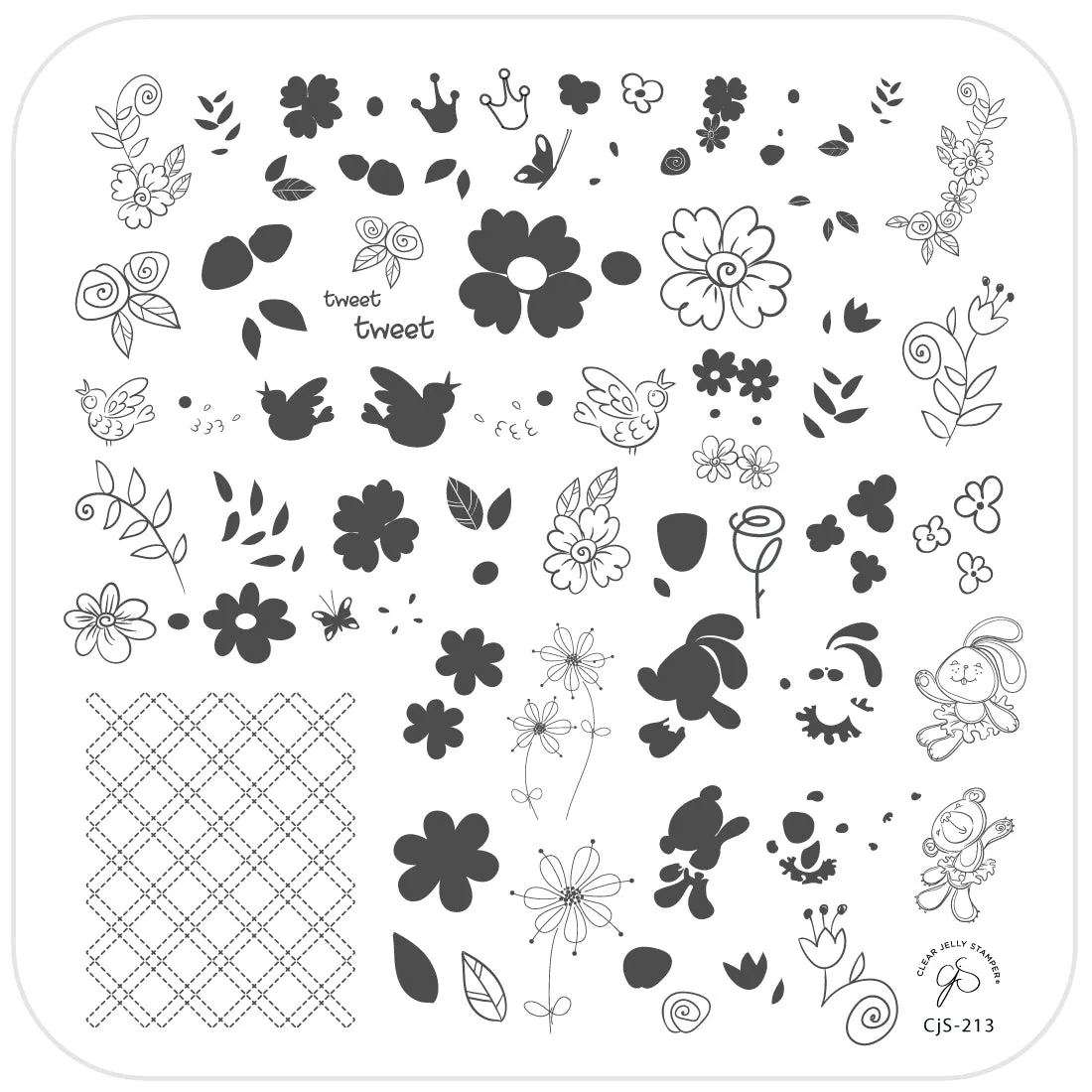 Clear Jelly Stamper CjS-213 Spring Ballet stamping plade 8x8 cm