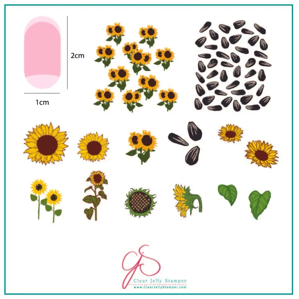 Clear Jelly Stamper CjS-163 Sunflowers stamping plade 8x8 cm