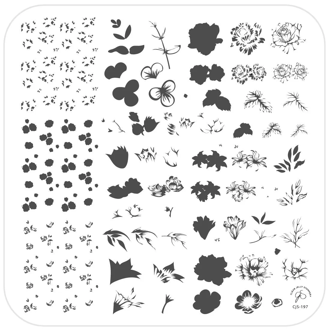 Clear Jelly Stamper CjS-197 Itty Bitty Blooms stampingplade 8x8 cm