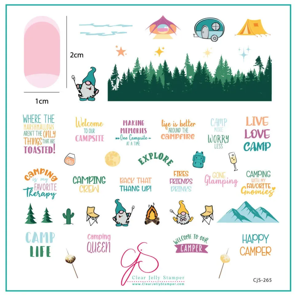 Clear Jelly Stamper Camping Gnomies CjS-265 stampingplade gnom