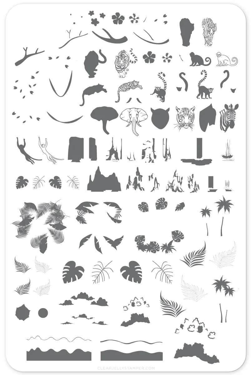 Clear Jelly Stamper LC-34 Welcome to the Jungle stempelplade 14,5x9,5 cm