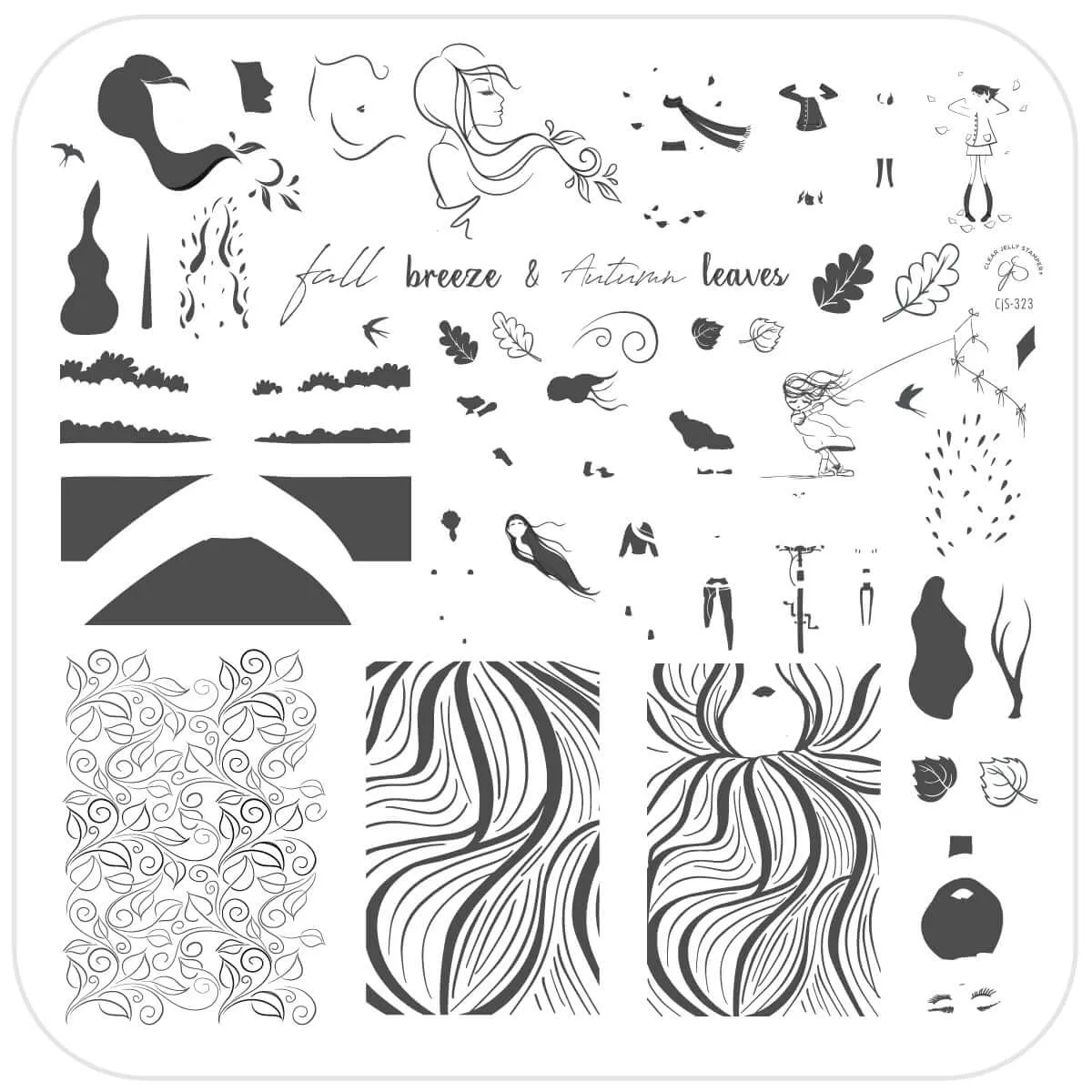 Clear Jelly Stamper CjS-323 Fall Breeze stampingplade efterår 8x8cm