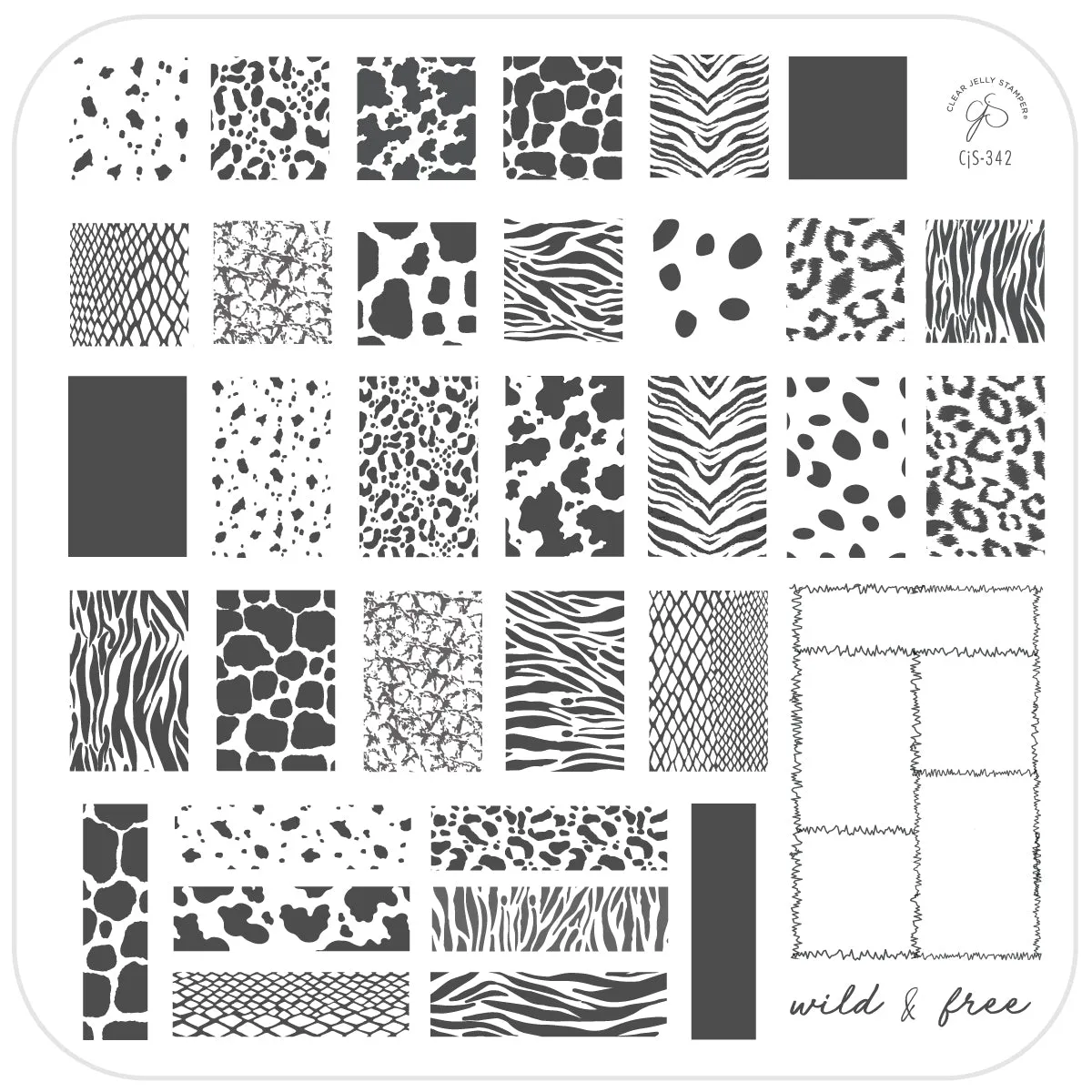 Clear Jelly Stamper CjS-342 Animal Print stamping plade