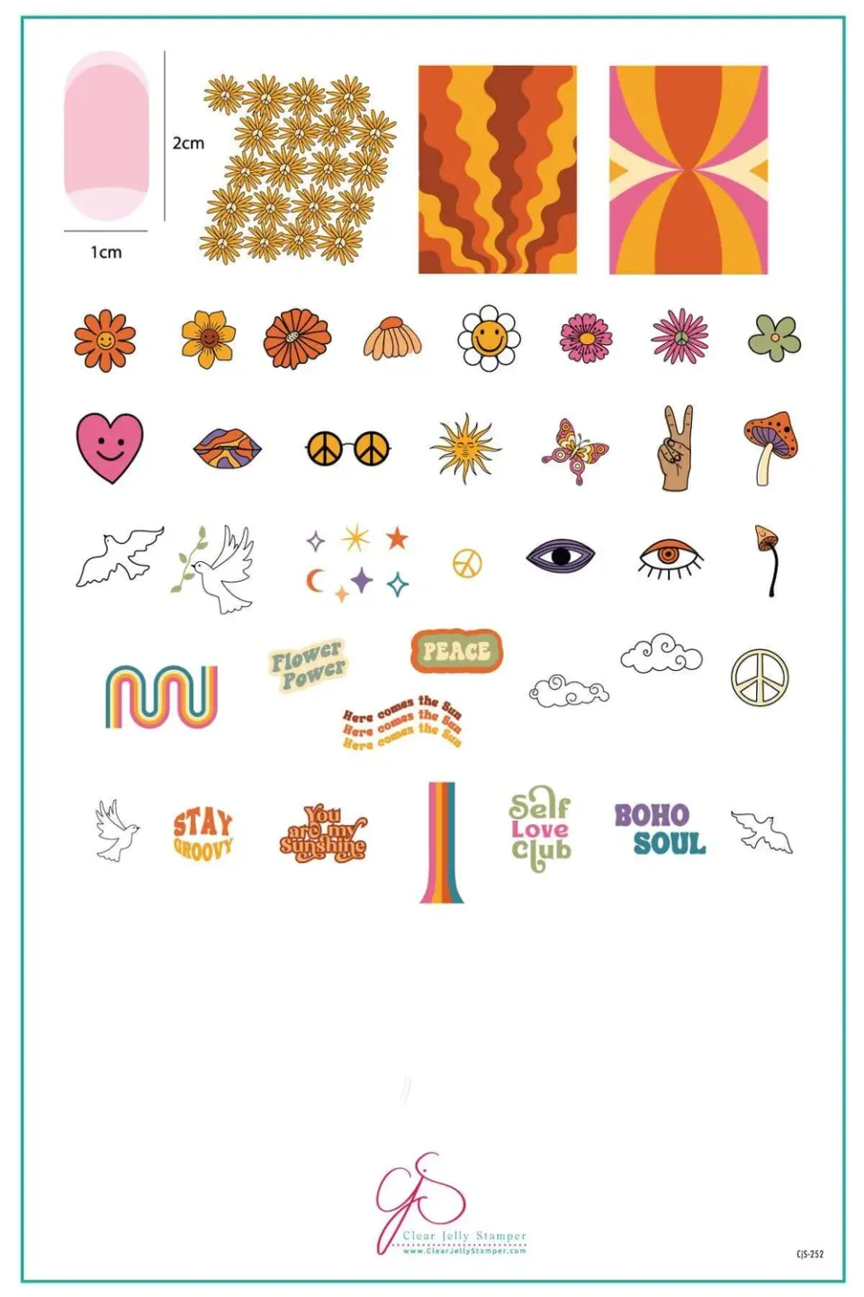 Clear Jelly Stamper CjS-252 Hippie Revival stampingplade retro