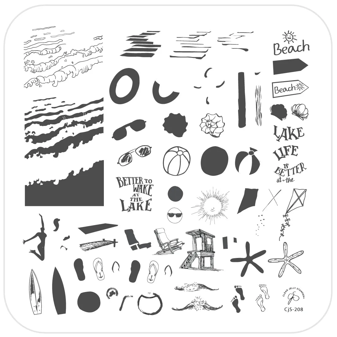 Clear Jelly Stamper Lake Life CjS-208 stampingplade 8x8 cm