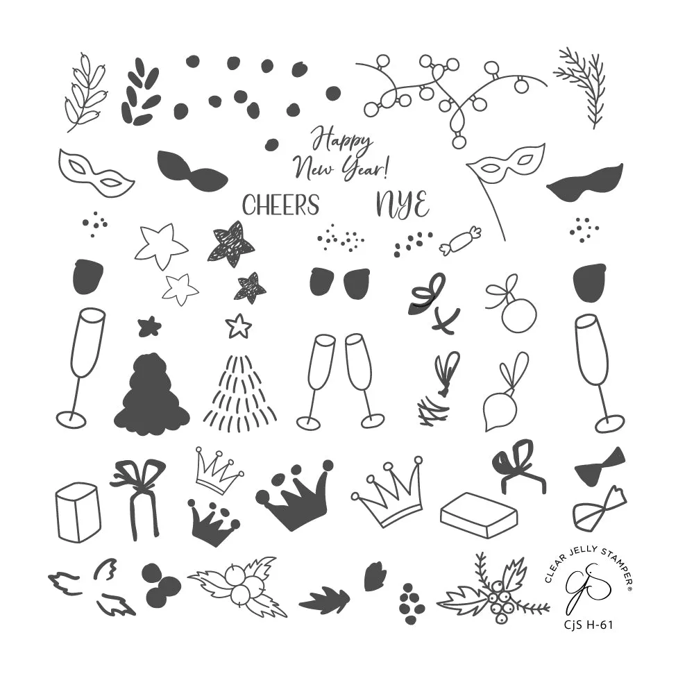 Clear Jelly Stamper Cheers CjS H-61 stampingplade jul 6x6 cm