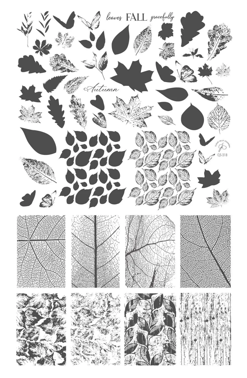 Clear Jelly Stamper CjS-318 Graceful Leaves stampingplade efterår