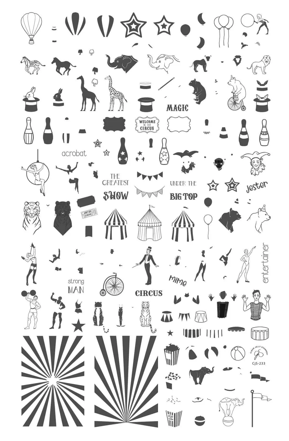Clear Jelly Stamper CjS-233 Under The Big Top stamping plade