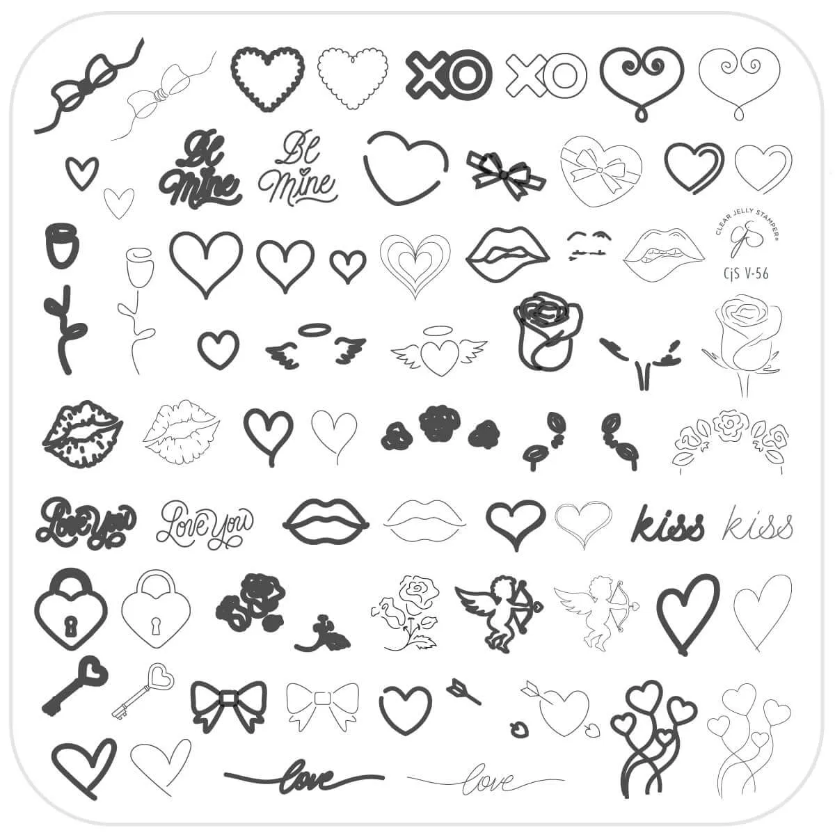 Clear Jelly Stamper Neon Love CjSV-56 stampingplade hjerter