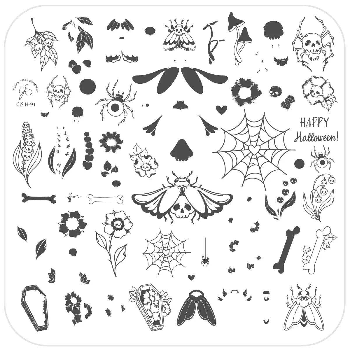 Clear Jelly Stamper Goth Moth CjSH-91 stampingplade 8x8 cm