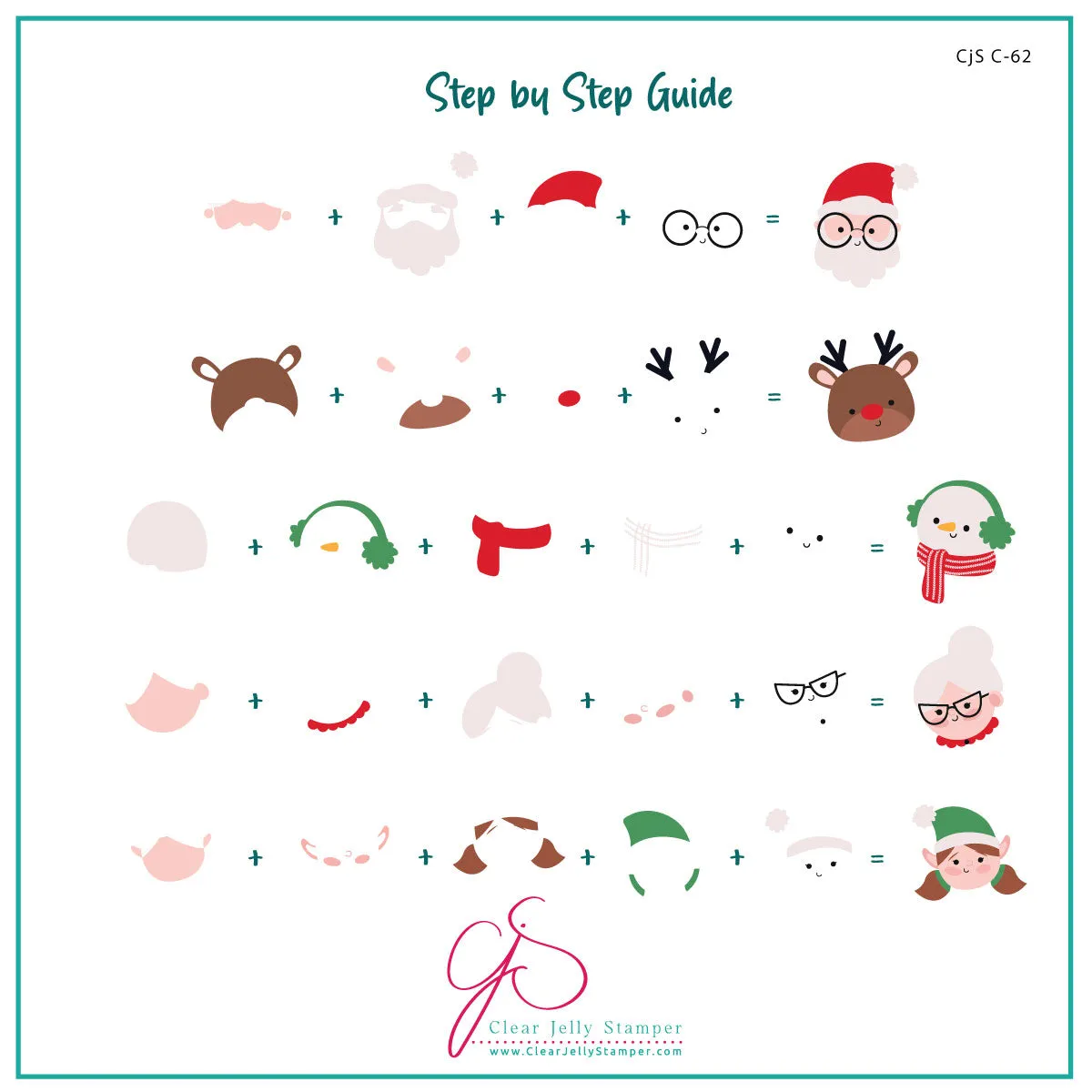 Clear Jelly Stamper Cast Christmas Cuties CjSC-62 stempelplade