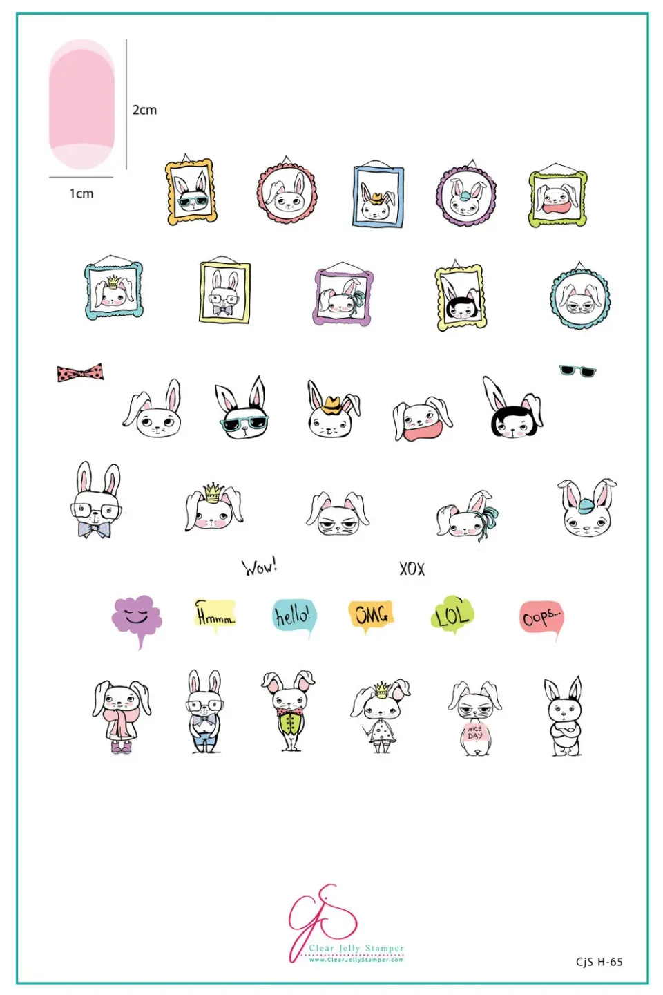 Clear Jelly Stamper CjSH-65 Hipster Bunnies stampingplade