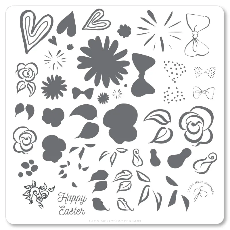 Clear Jelly Stamper CjSH-54 Easter Egg stampingplade 8x8 blomst