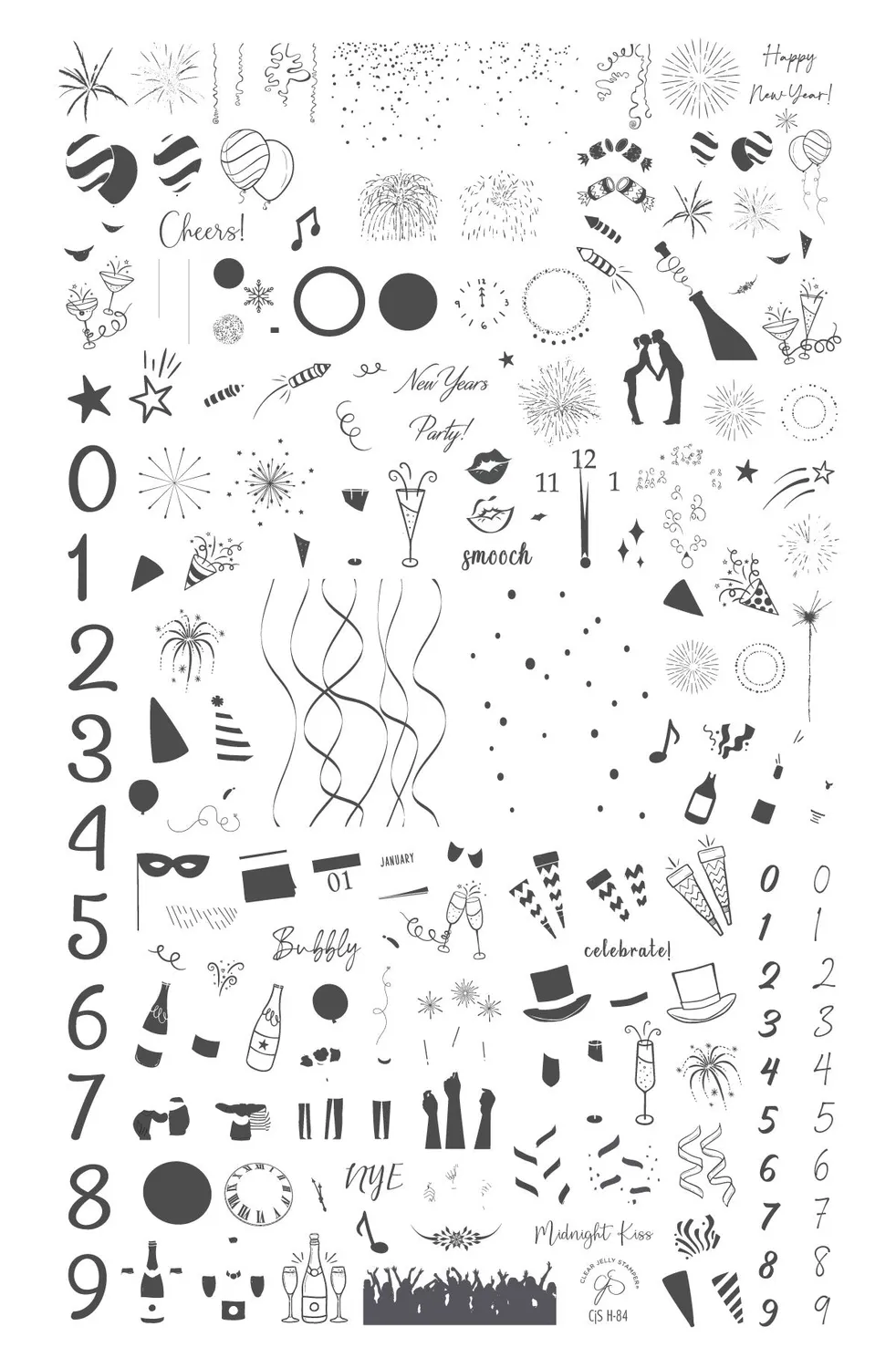 Clear Jelly Stamper CjSH-84 New Year stamping plade nytår