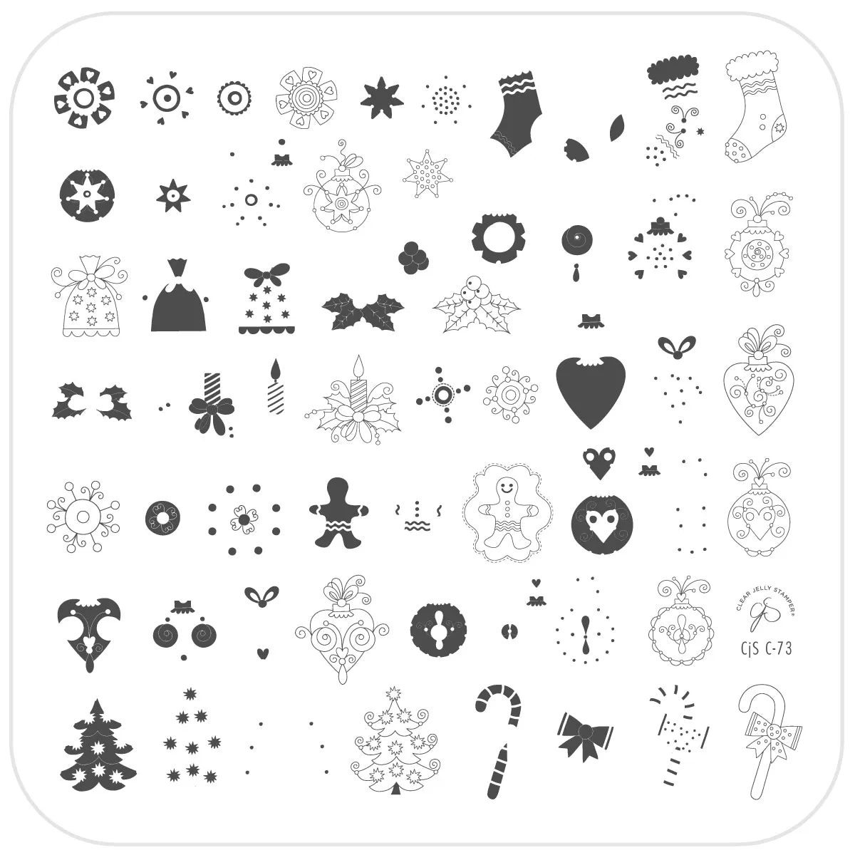 Clear Jelly Stamper CjSC-73 Ornate Ornaments stempelplade jul