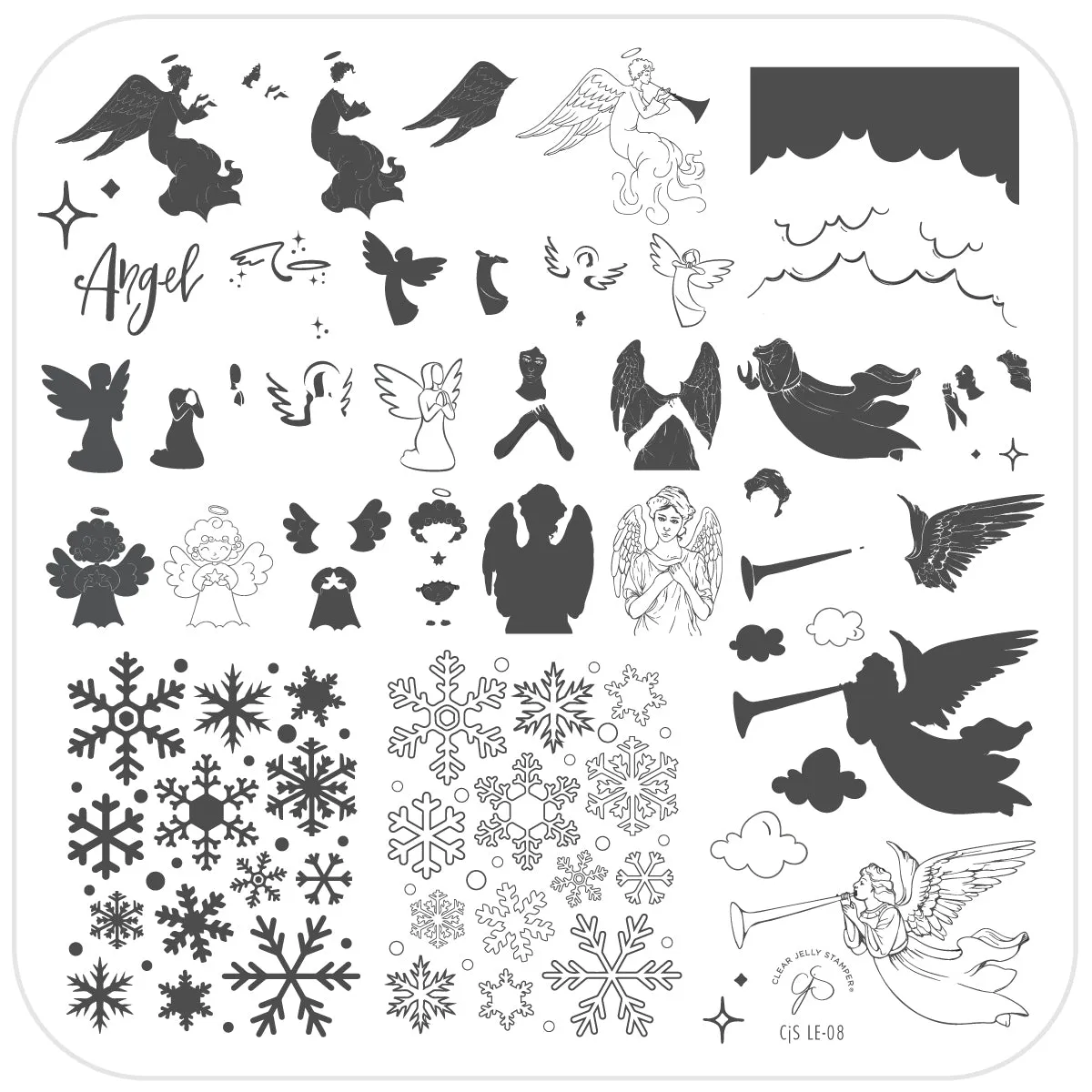 Clear Jelly Stamper Heavenly Frost CjSLE-08 stempelplade engle