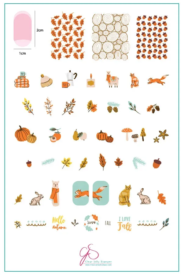 Clear Jelly Stamper CjS-148 Autumn Acorns stampingplade