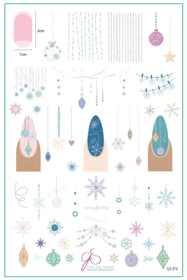 Clear Jelly Stamper CjS-376 stampingplade Snowflakes on Chains